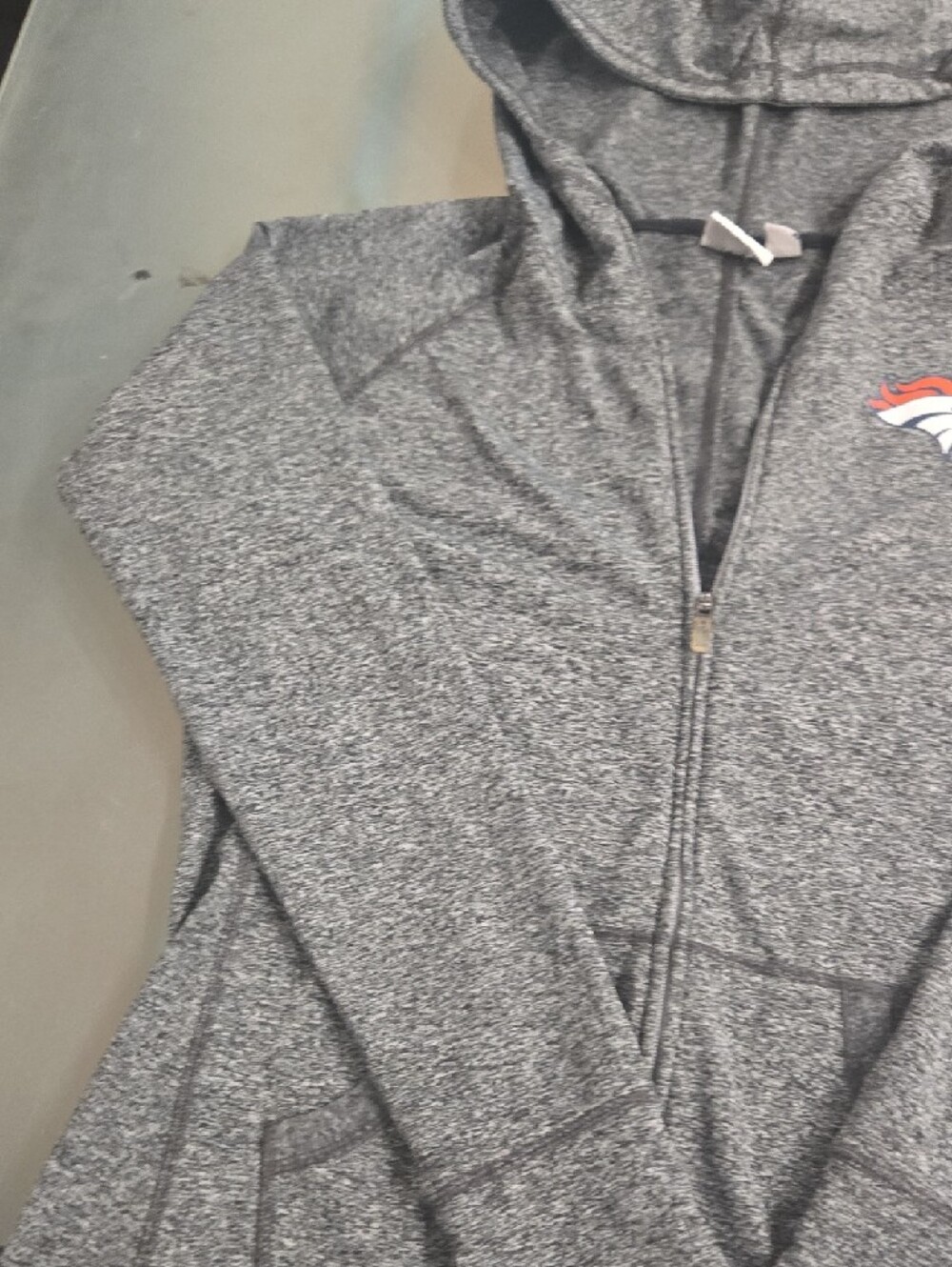 NFL Gray Heather Zip-Up Hoodie with Black Trim - Picture 4 of 14